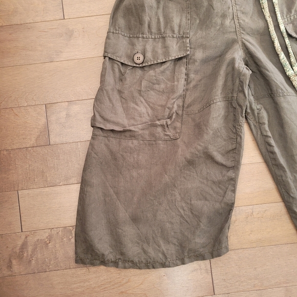 copy size M - Linen, army Green, safari style jumper with awesome pockets. - Picture 7 of 12
